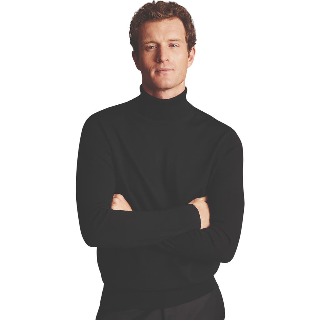 Charles Tyrwhitt Pure Merino Roll Neck Sweater in Black