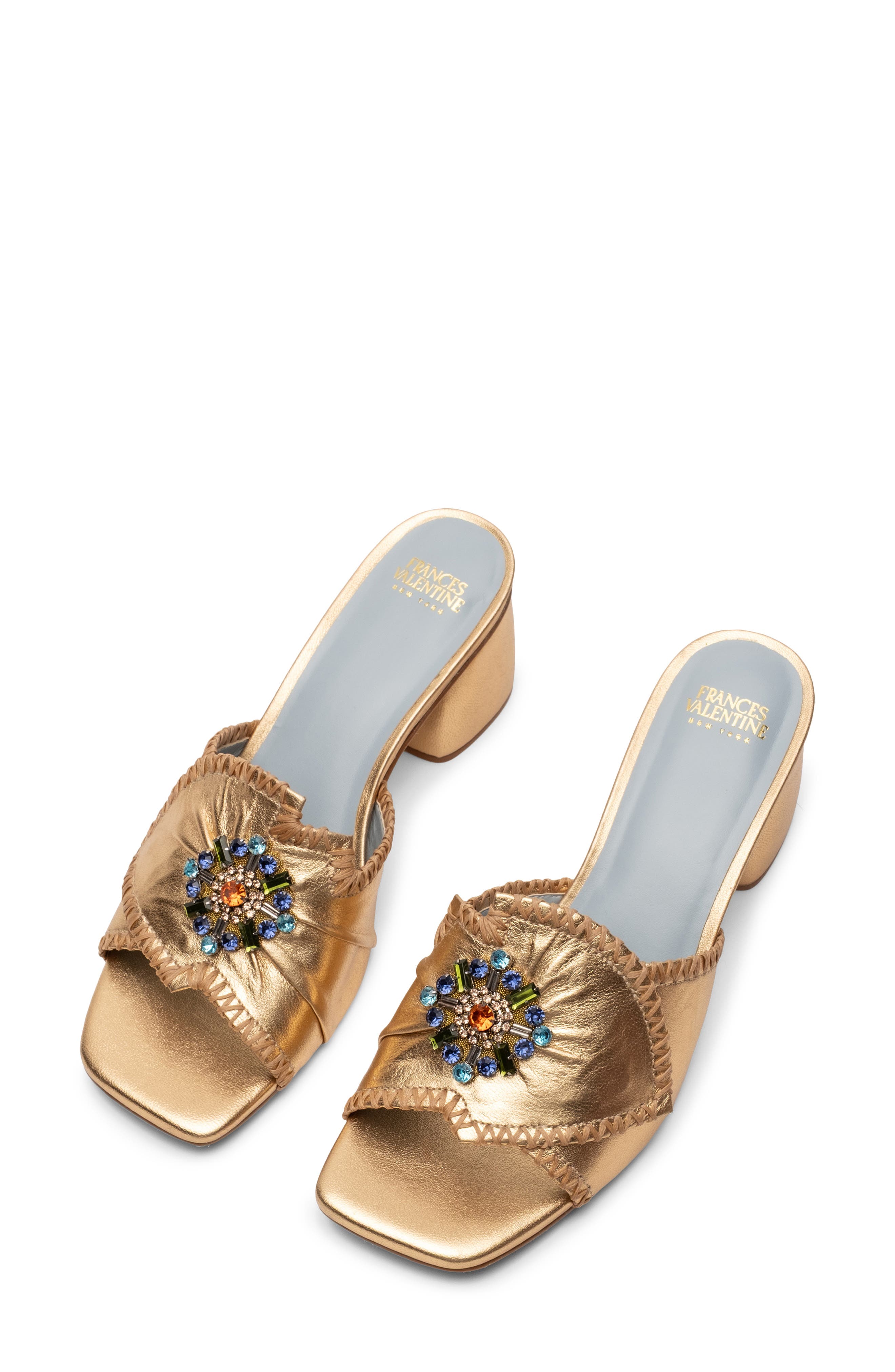 Frances Valentine Isa Faux Leather Slide Sandal, Alternate, color, Platino