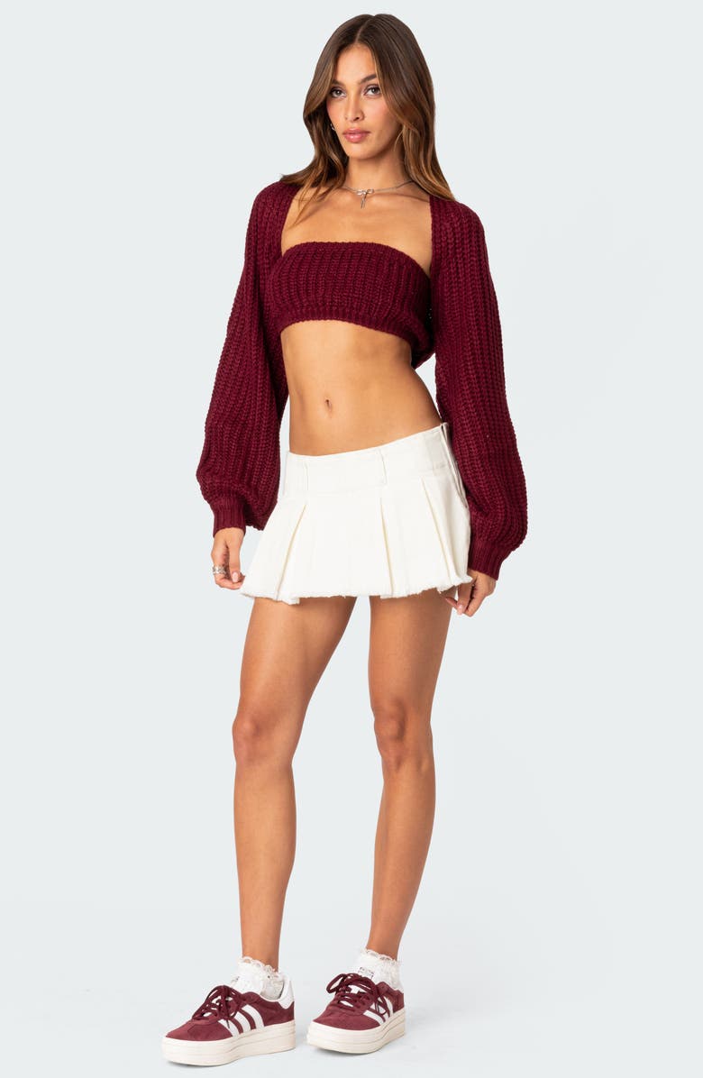 EDIKTED Cori Two-Piece Knit Bandeau & Shrug Sweater, Alternate, color, 