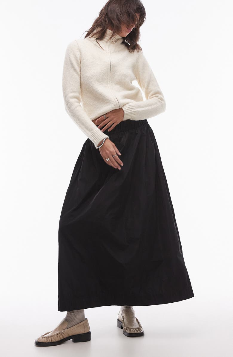 Topshop Techy Maxi Skirt, Alternate, color, Black