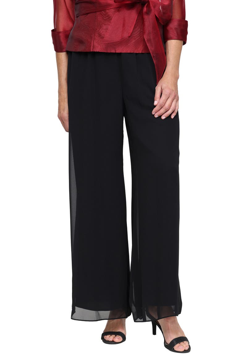Wide Leg Chiffon Palazzo Pants, Main, color, BLACK