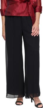 Alex Evenings Wide Leg Chiffon Palazzo Pants