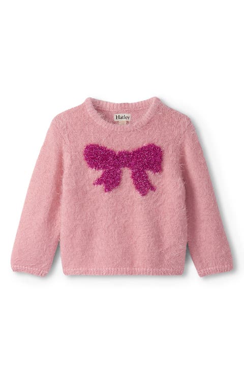 Shiny Intarsia Bow Fuzzy Knit Sweater (Baby)