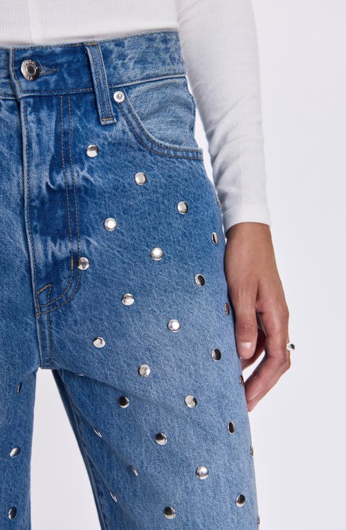Pistola Hendrix Stud High Waist Straight Leg Jeans In Blue