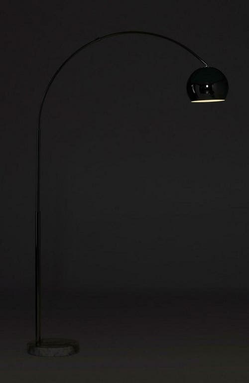 Brightech Olivia 75" Adjustable Led Floor Lamp With Metal Bowl Shade And Marble Base, Bulb Included In Silver