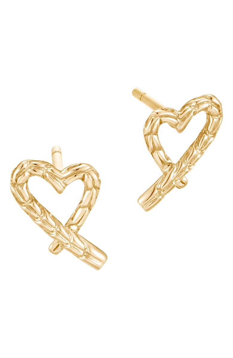 John Hardy Classic Chain 14K Gold Heart Stud Earrings, Main, color,