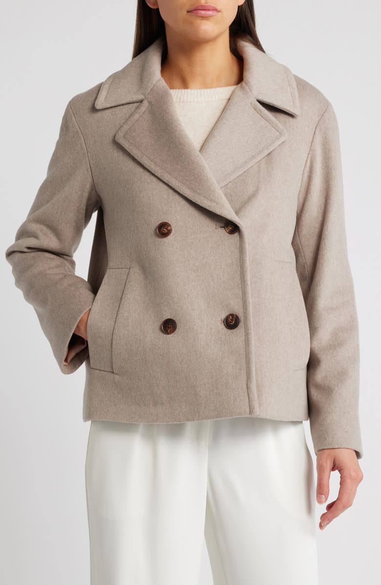 Fleurette Barri Wool Crop Peacoat, Main, color, Beach