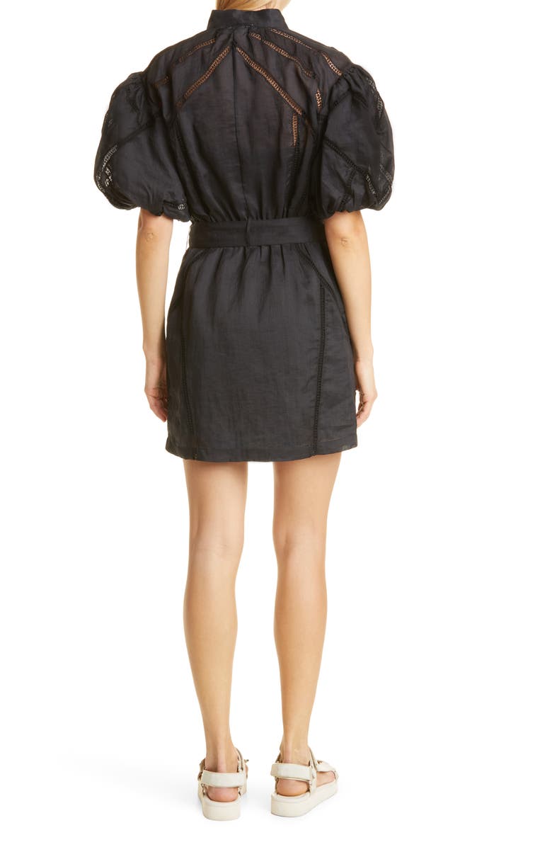 FRAME Inset Lace Puff Sleeve Minidress, Alternate, color, 