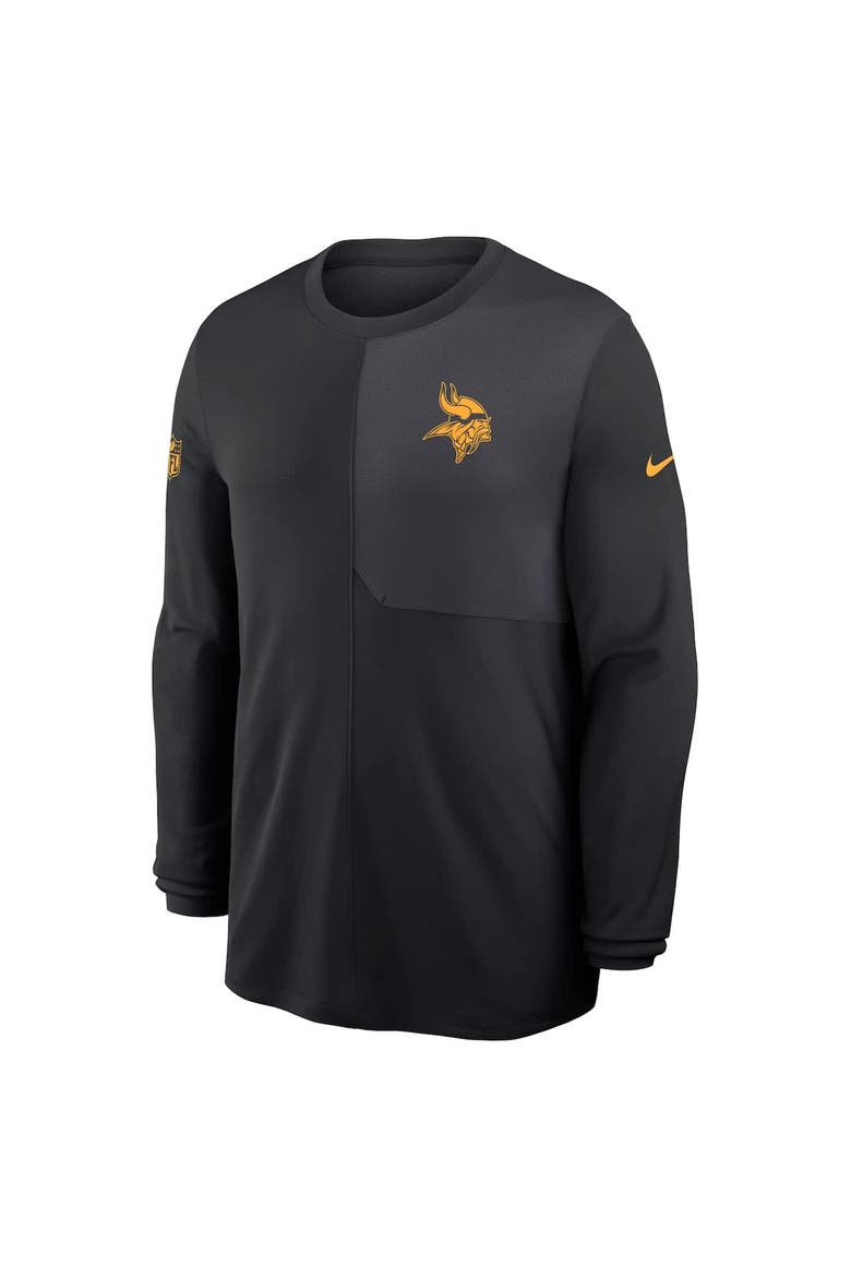 Men's Nike Black Minnesota Vikings Sideline Coach UV Performance Long Sleeve T-Shirt, Alternate, color, Black