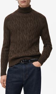 MANGO Cable Stitch Turtleneck Sweater