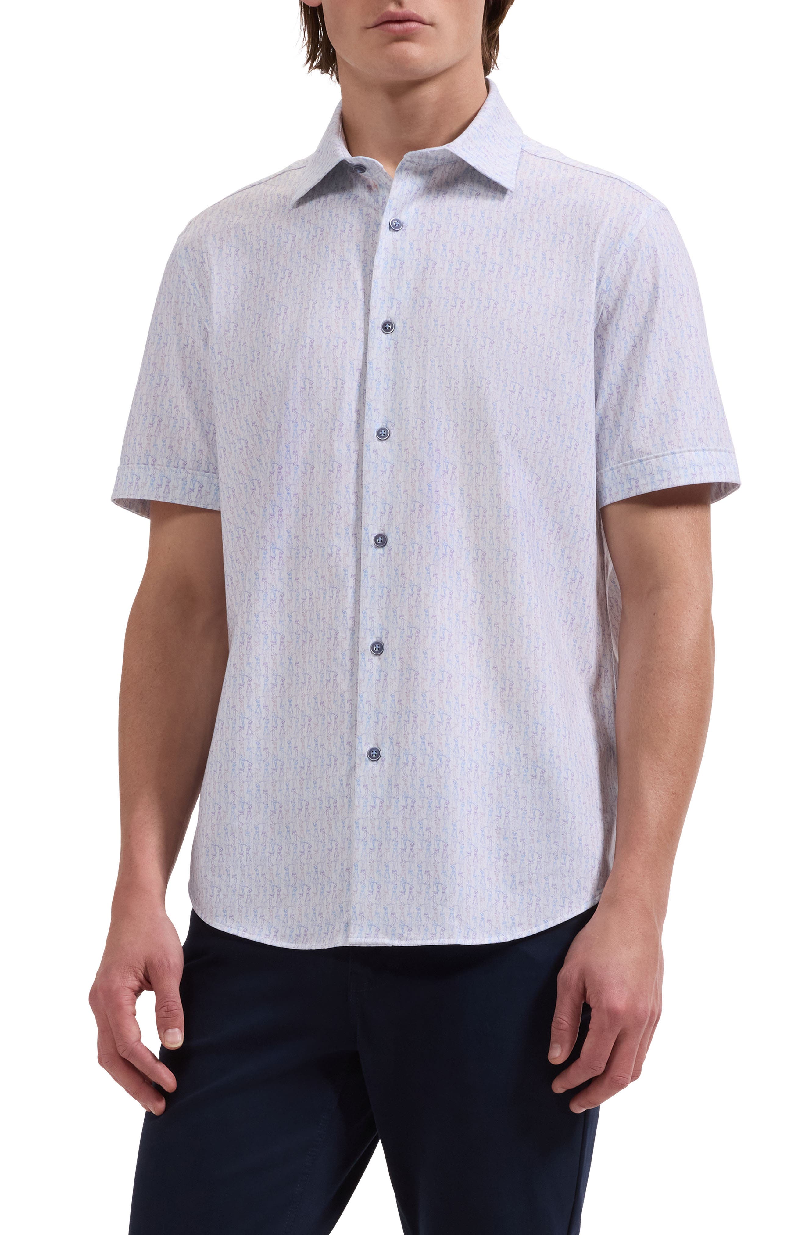 Miles OoohCotton Golfer Print Short Sleeve Button-Up Shirt