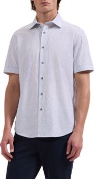 Bugatchi Miles OoohCotton® Golfer Print Short Sleeve Button-Up Shirt