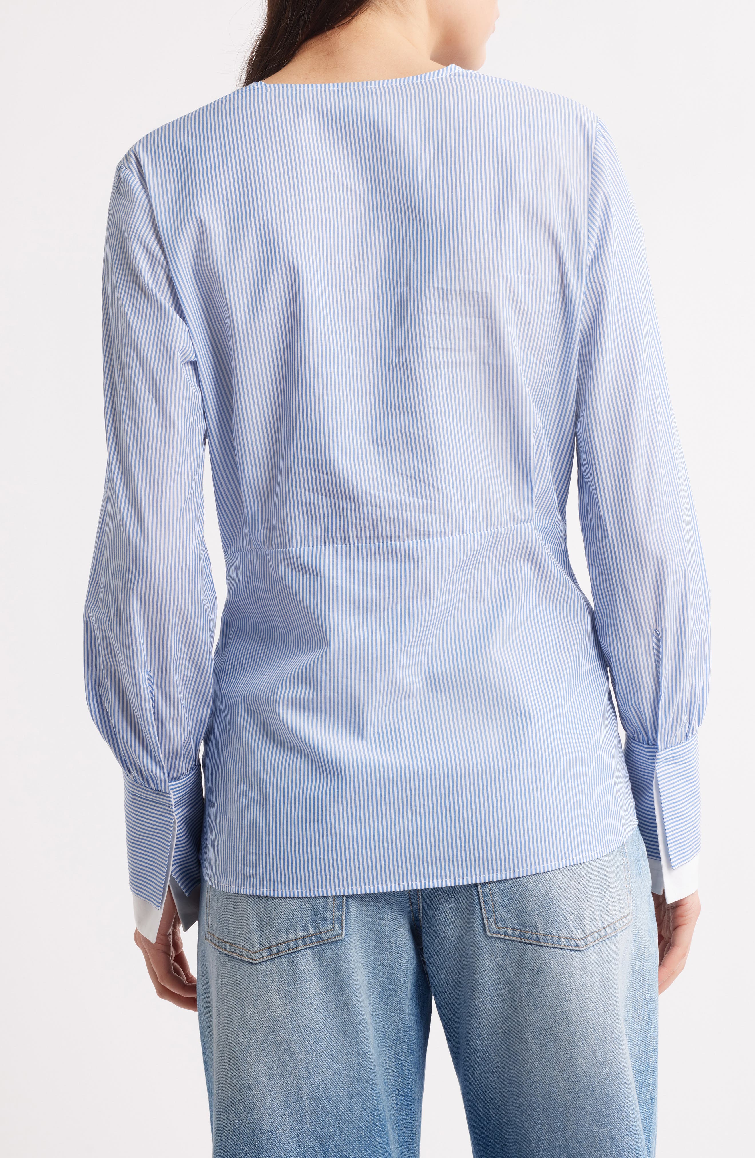 Bawari Stripe Twist Front Cotton Shirt - image 2