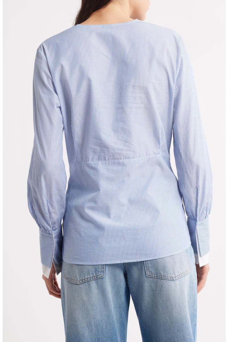 Bawari Stripe Twist Front Cotton Shirt, Alternate, color, MED BU