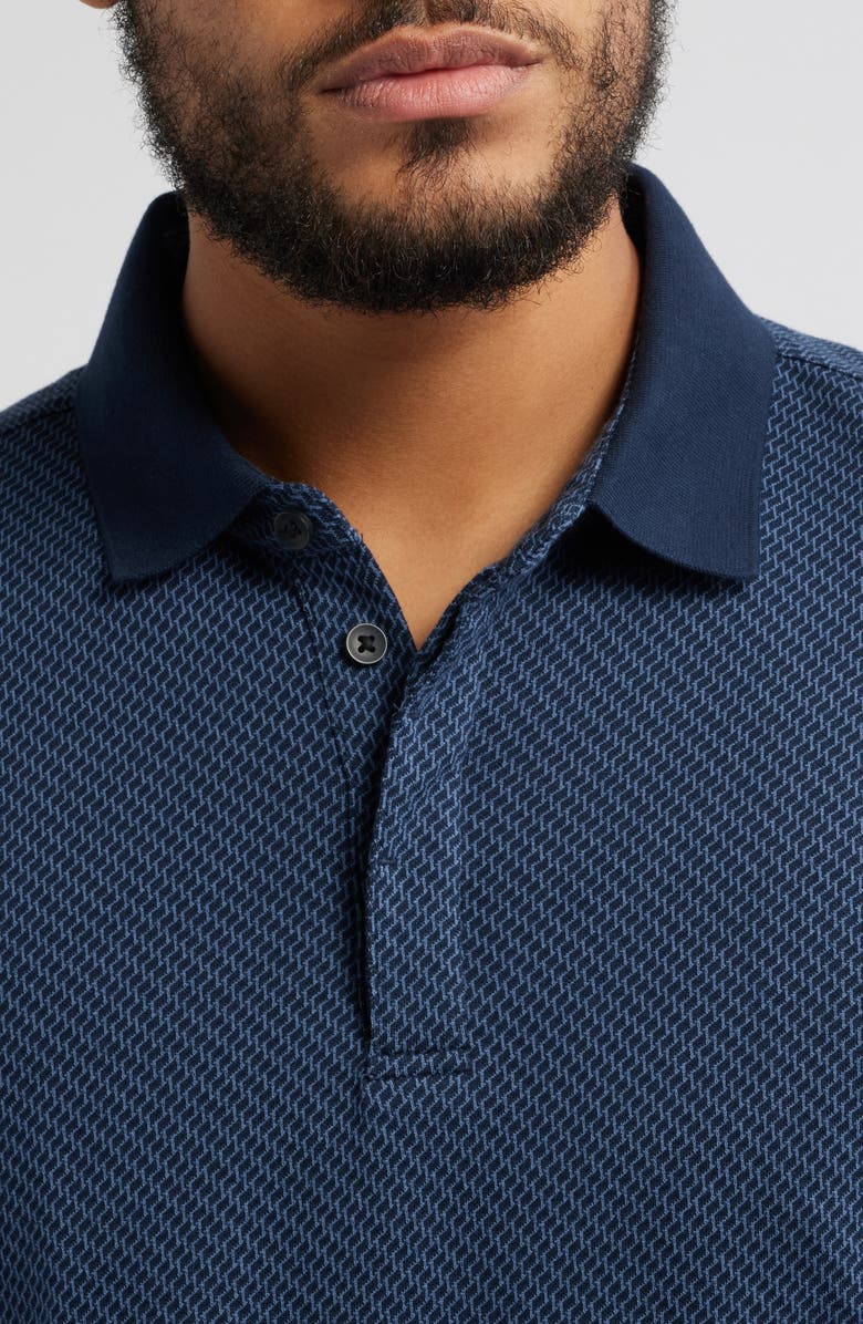 Robert Barakett Lake City Geo Pattern Long Sleeve Polo, Alternate, color, Navy