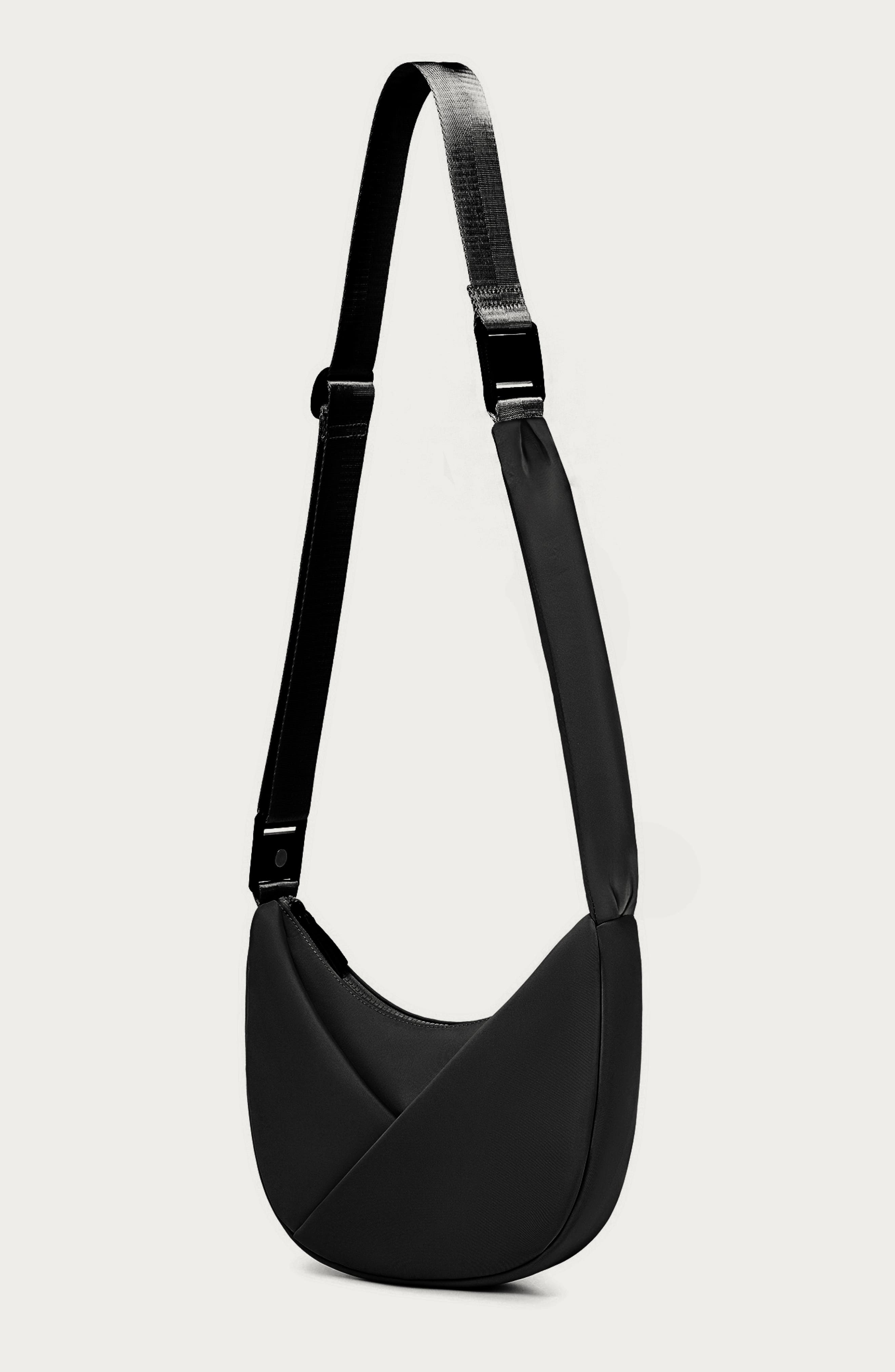 Origami Crescent Handbag Crossbody Bag For Women, Alternate, color, Black