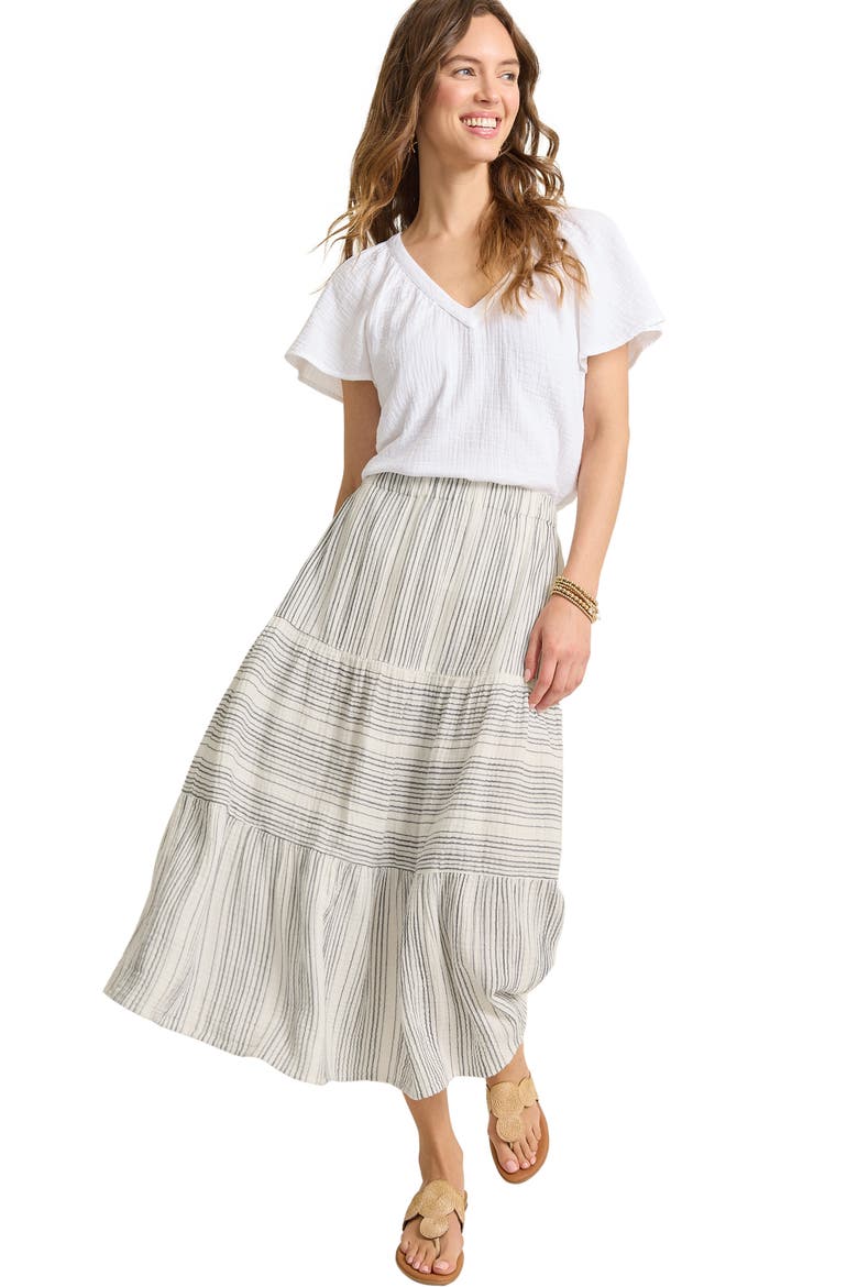 Luminous Tide Cotton Tiered Midi Skirt, Alternate, color, COASTLINE