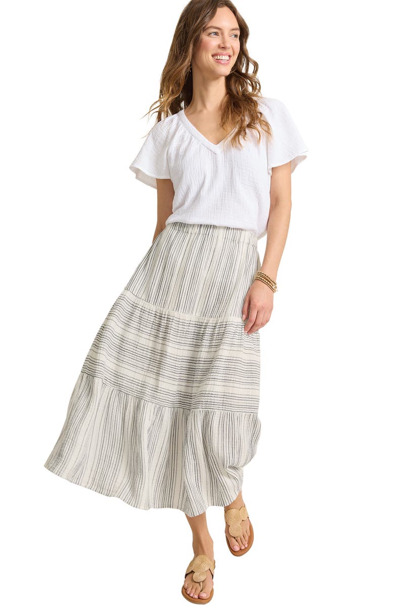 Tommy Bahama Luminous Tide Cotton Tiered Midi Skirt, Alternate, color, Coastline