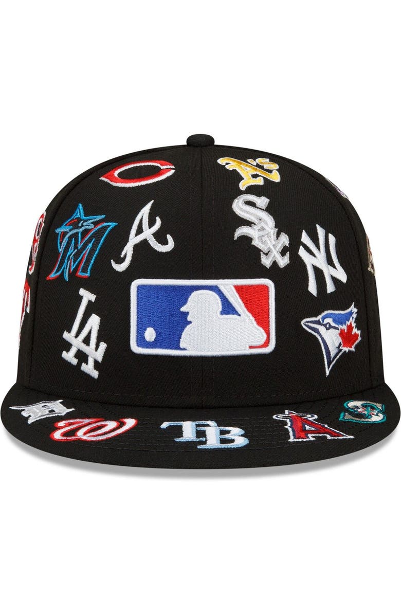 New Era Men's New Era Black MLB Allover Team Logo 59FIFTY Fitted Hat, Alternate, color, 