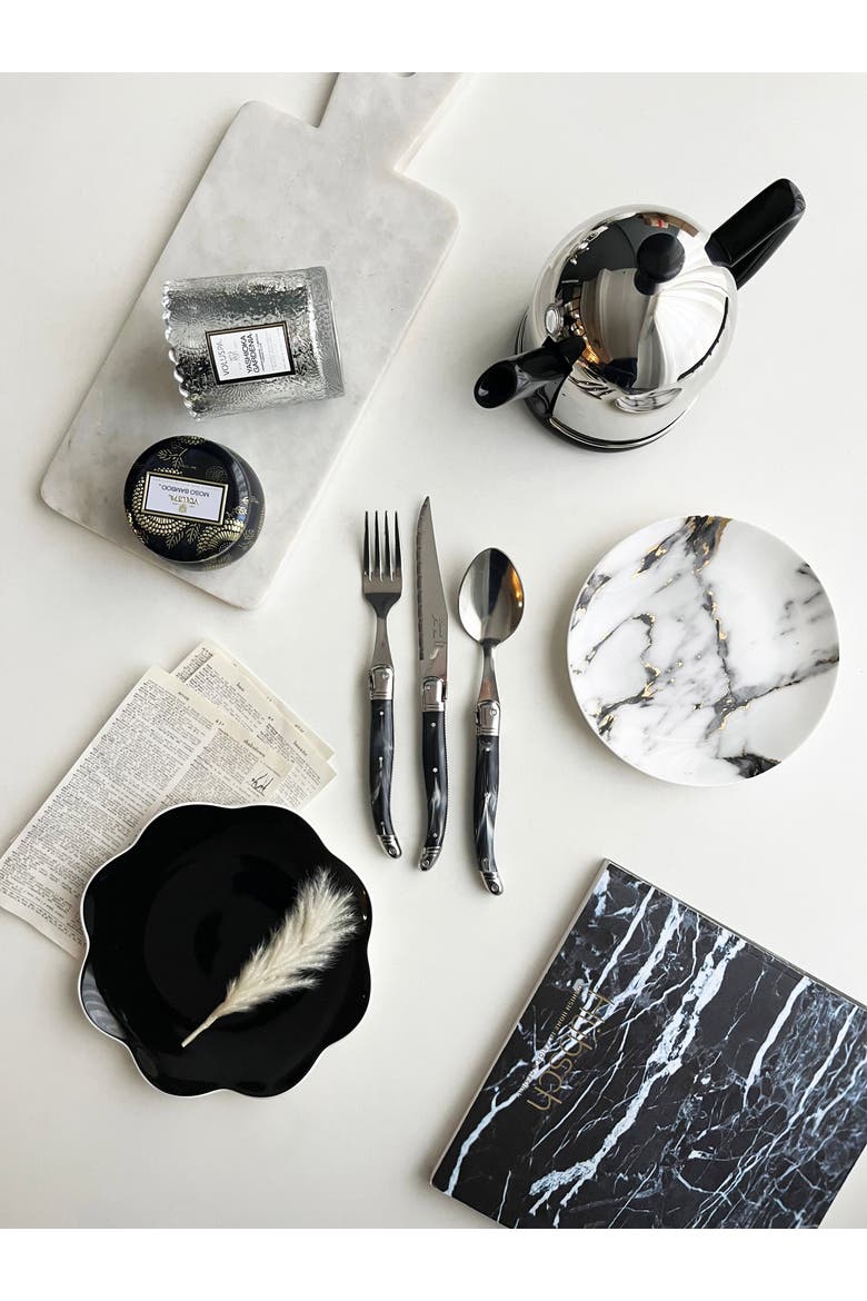 Marble Venice Fog Canape Plate, Set of 4, Alternate, color, White