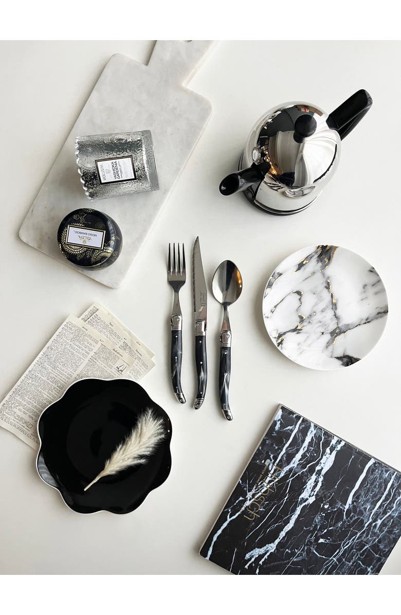 Prouna Marble Venice Fog Canape Plate, Set of 4, Alternate, color, White