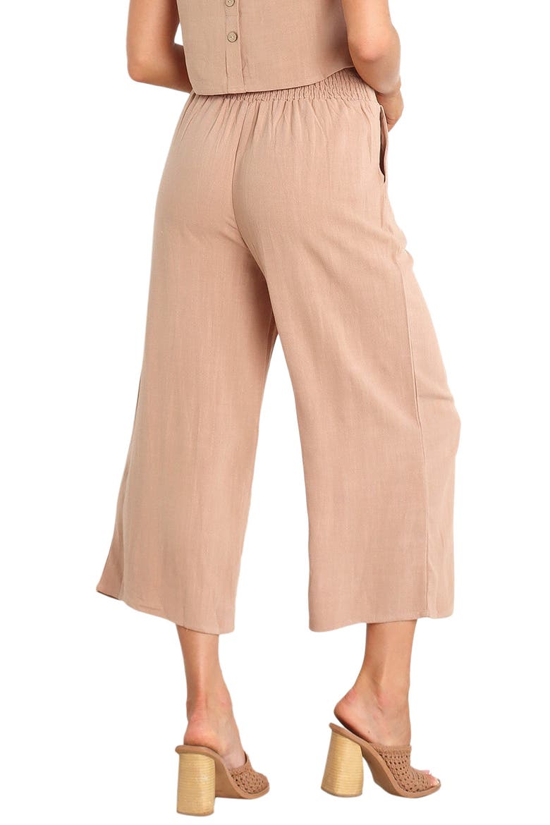 Nicola Crop Wide Leg Linen Blend Pants, Alternate, color, BROWN