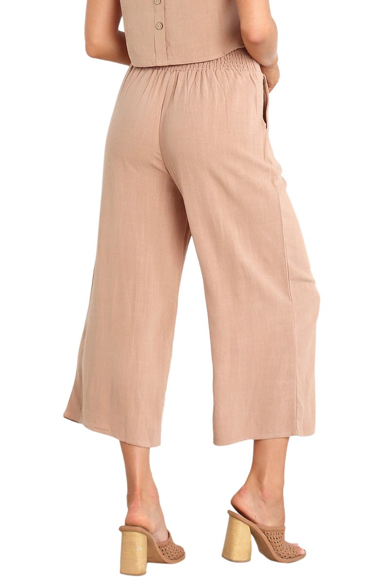 Petal & Pup Nicola Crop Wide Leg Linen Blend Pants, Alternate, color, Brown
