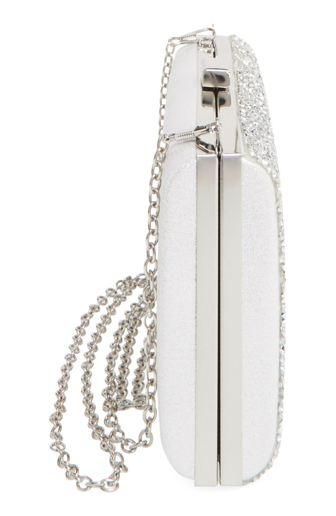 'Mayanna' Crystal Embellished Minaudiere, Alternate, color, SILVER