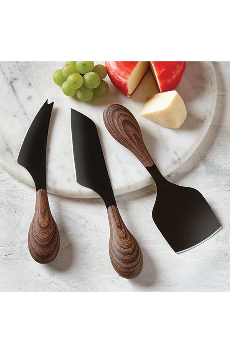 tag Mod Cheese Utensil Set of Three Black Stainless Steel, Alternate, color, Black