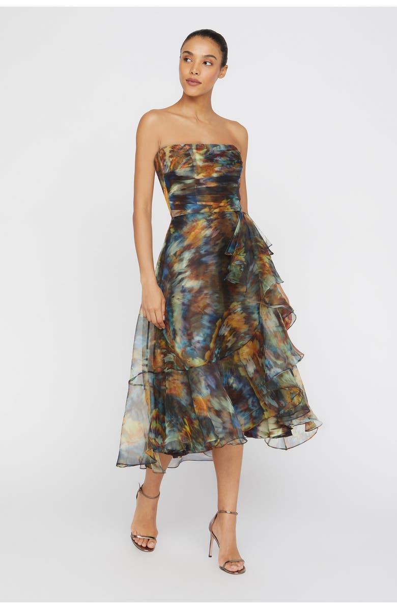 Theia Evanthe Strapless Draped Dress, Alternate, color, 