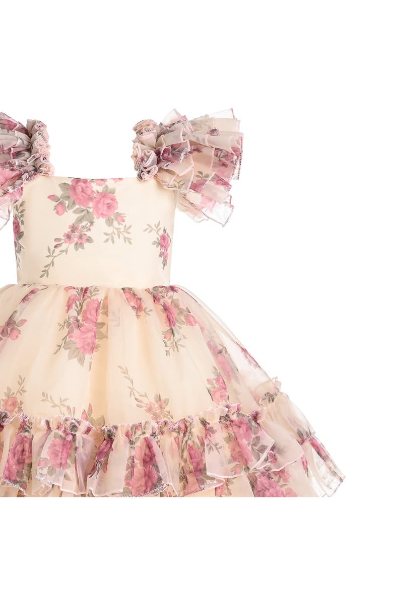 Tulleen Rosavine Floral Tulle Dress, Alternate, color, Cream