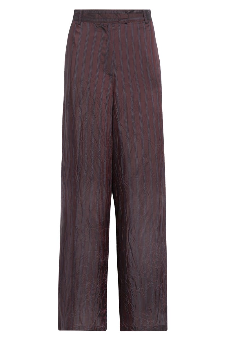 Peen Crinkled Stripe Cupro Wide Leg Pants, Alternate, color, BURGUNDY
