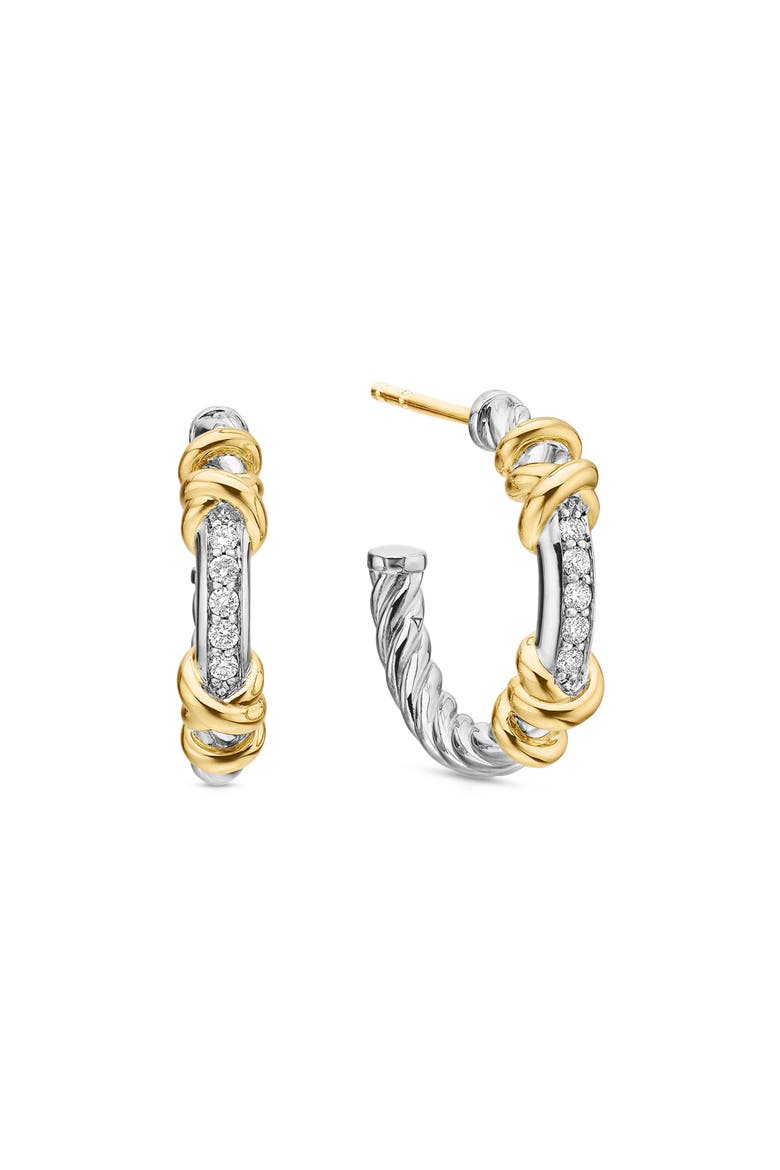 Petite Helena Hoop Earrings, Main, color, DIAMOND/ SILVER