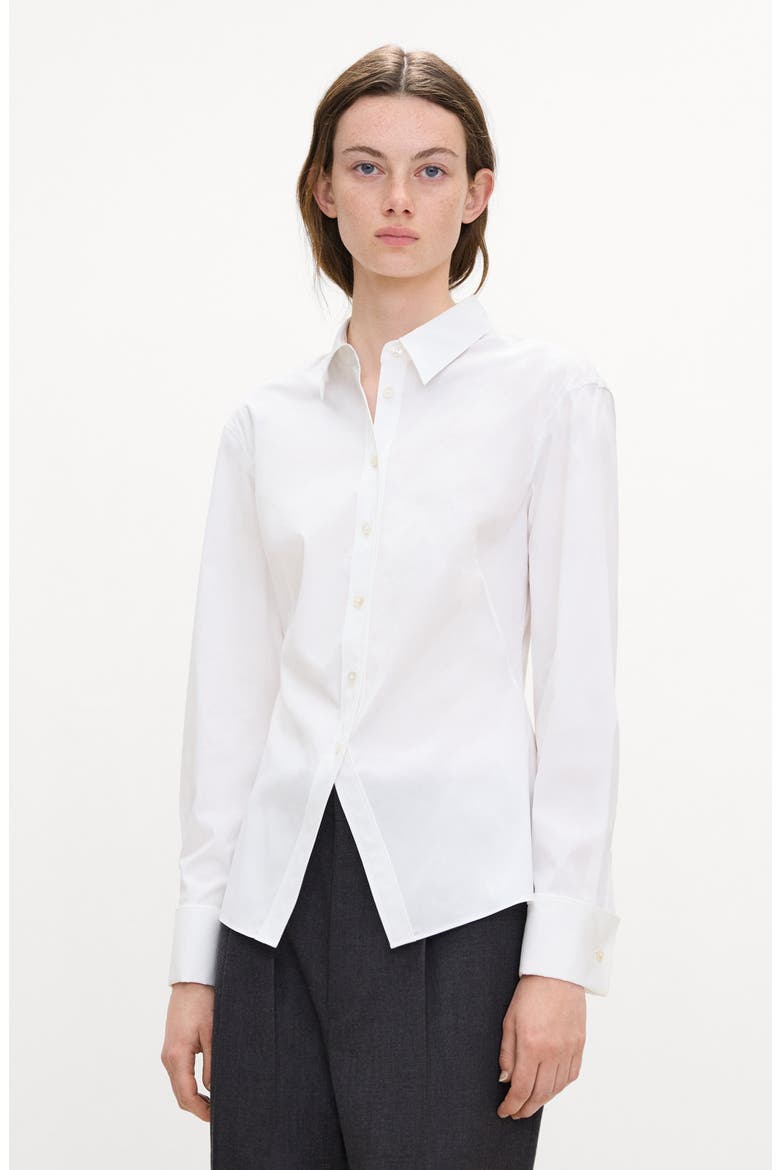 Cutaway Hem Stretch Cotton Shirt, Alternate, color, WHITE - 100