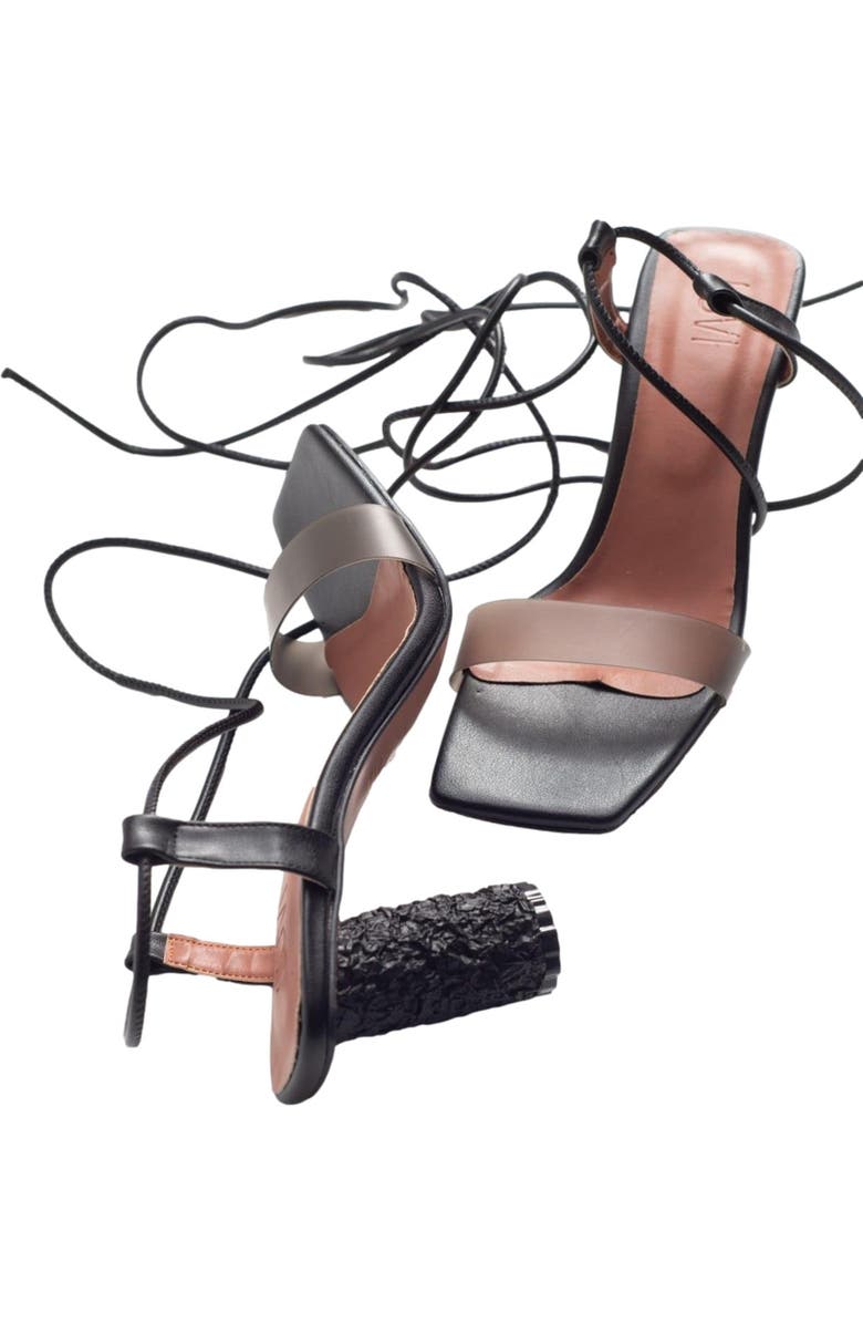 Prologue Shoes Rhea Block Heel Sandal, Alternate, color, Black Faux Leather