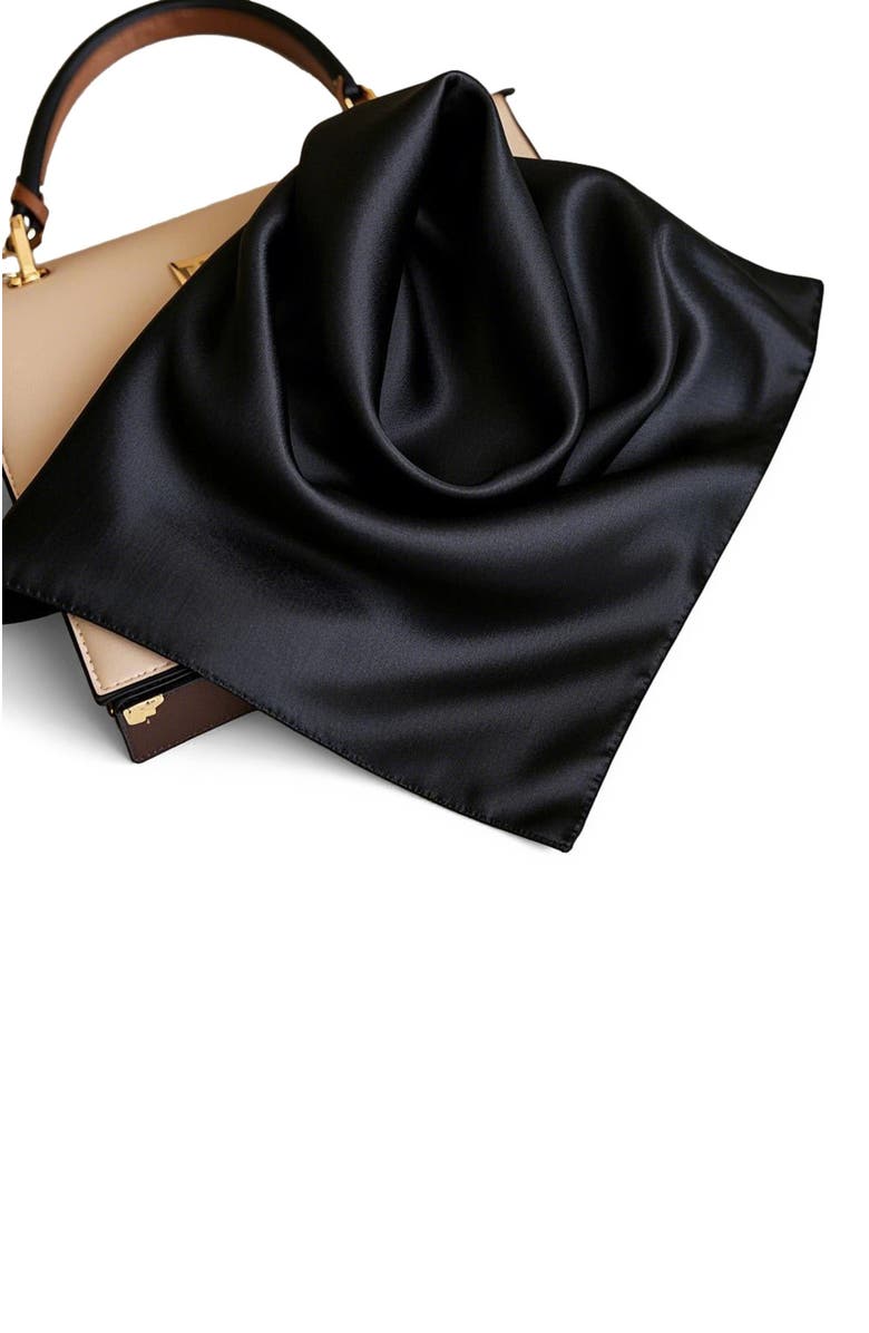 SILKSILKY Mulberry Silk Square Scarf, Alternate, color, Black