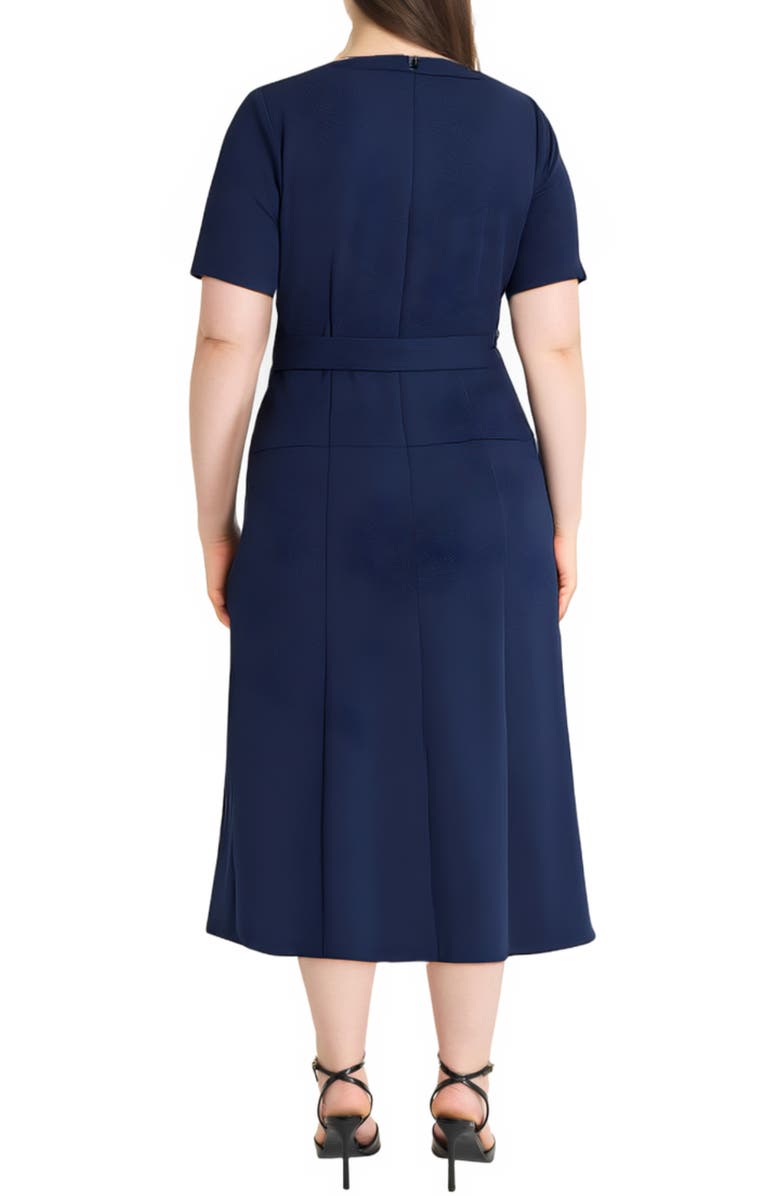 Maggy London Tie Waist Midi Dress, Alternate, color, Navy Blazer