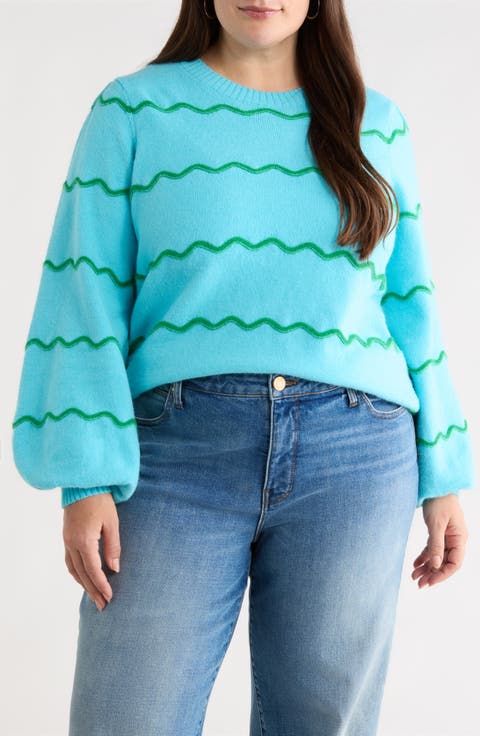 Maeverly Wavy Stripe Sweater (Plus)
