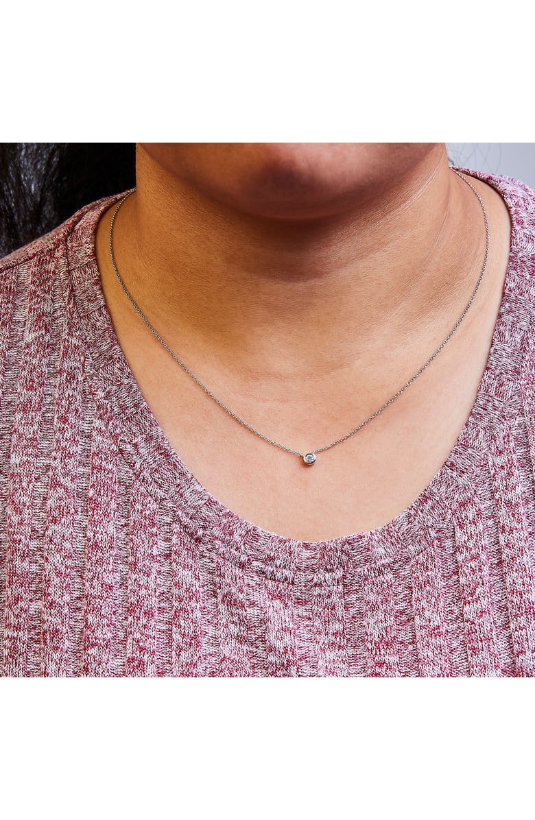 Haus of Brilliance 10K Gold 1/10 Cttw Diamond Bezel-Set Solitaire Pendant Necklace, Alternate, color, White