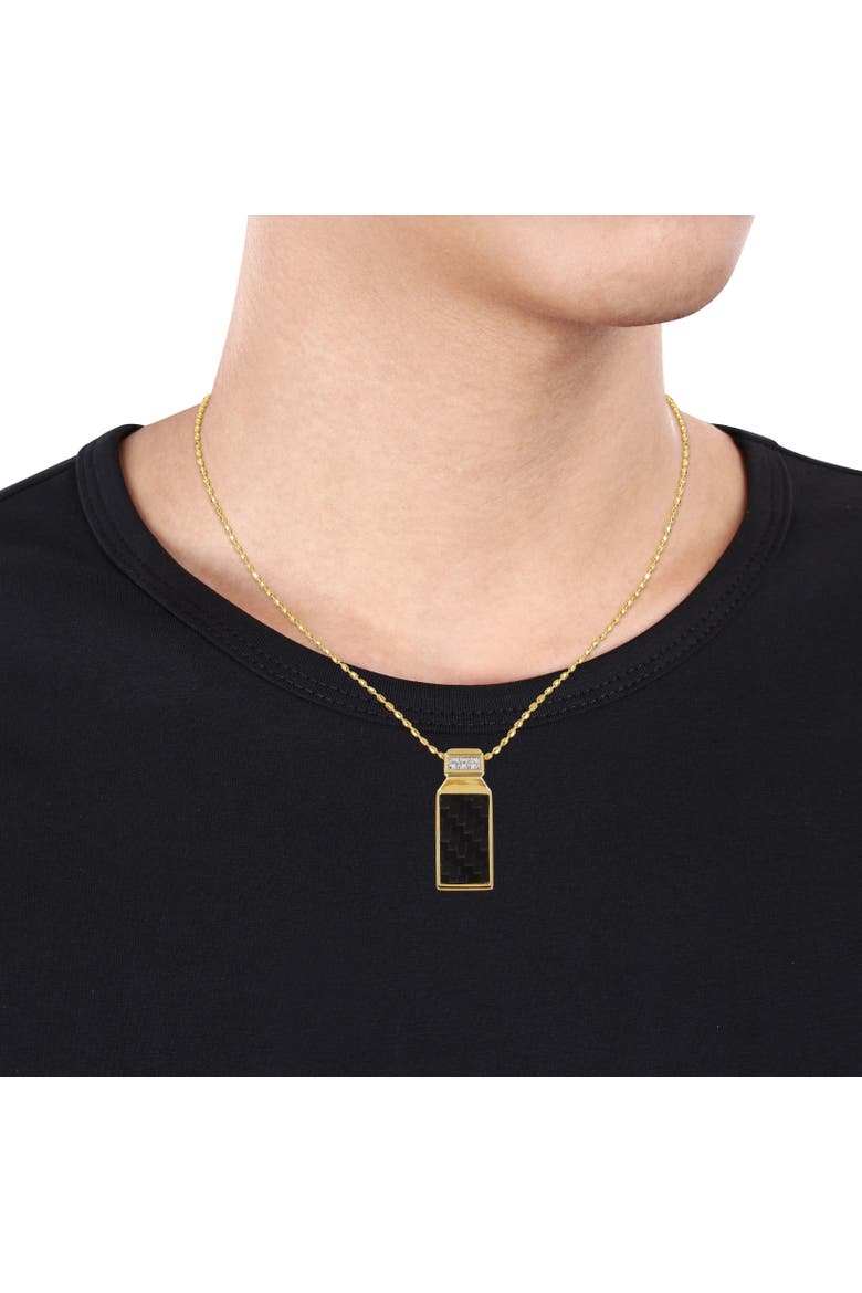 Carbon Fiber Lab-Created White Sapphire Necklace, Alternate, color, Yellow-Plated Sterling Silver