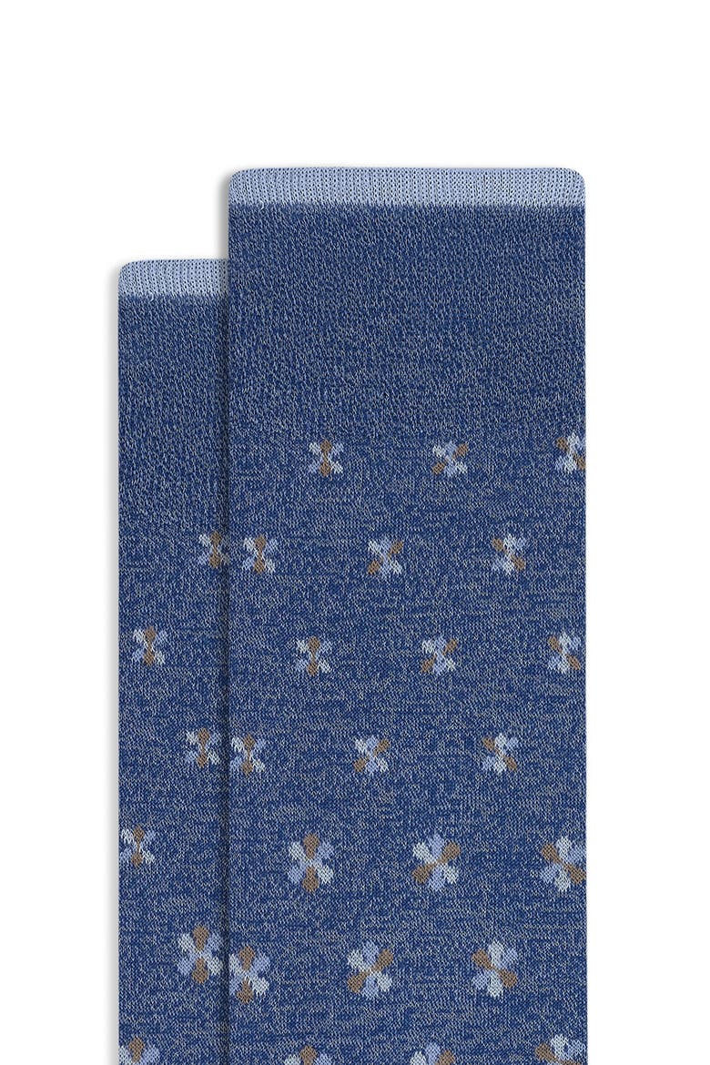 Floral Mercerized Cotton Blend Dress Socks, Alternate, color, STEEL