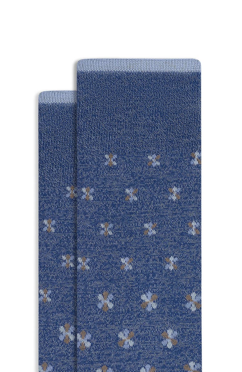 Bugatchi Floral Mercerized Cotton Blend Dress Socks, Alternate, color, Steel