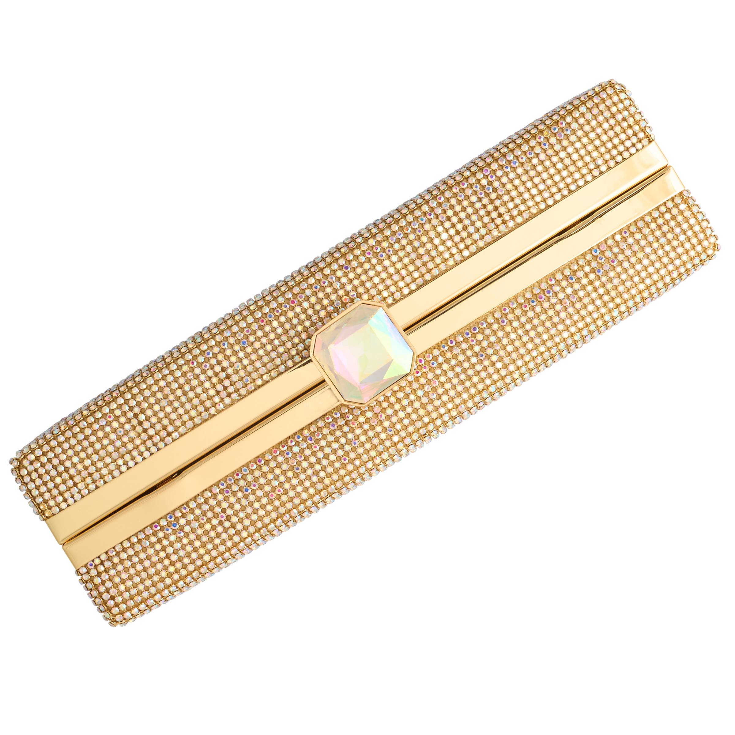 Olivia Crystal Top Minaudiere, Alternate, color, Metallic Gold