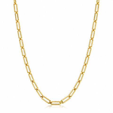 14k Solid Gold Filled 2.5 Millimeter Paper Clip Capsule Link Chain Necklace For Women