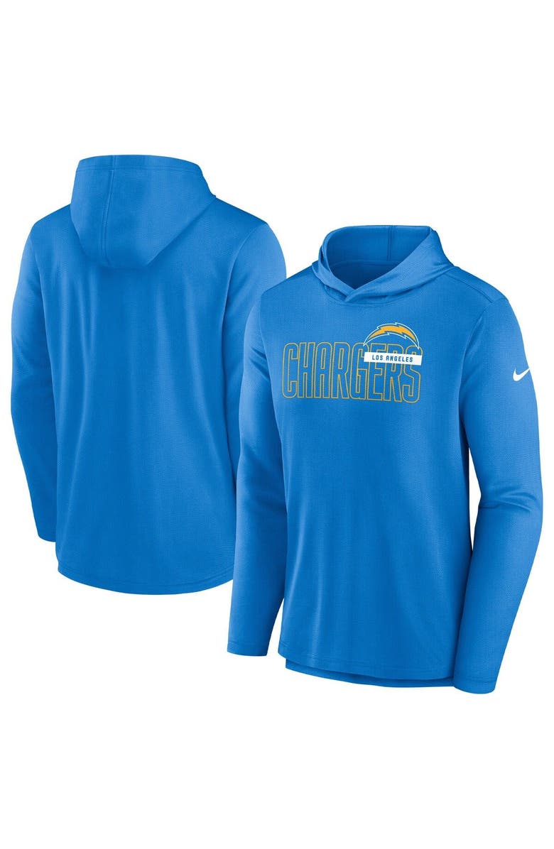 Nike Men's Nike Powder Blue Los Angeles Chargers Lightweight Performance Hooded Long Sleeve T-Shirt, Main, color,