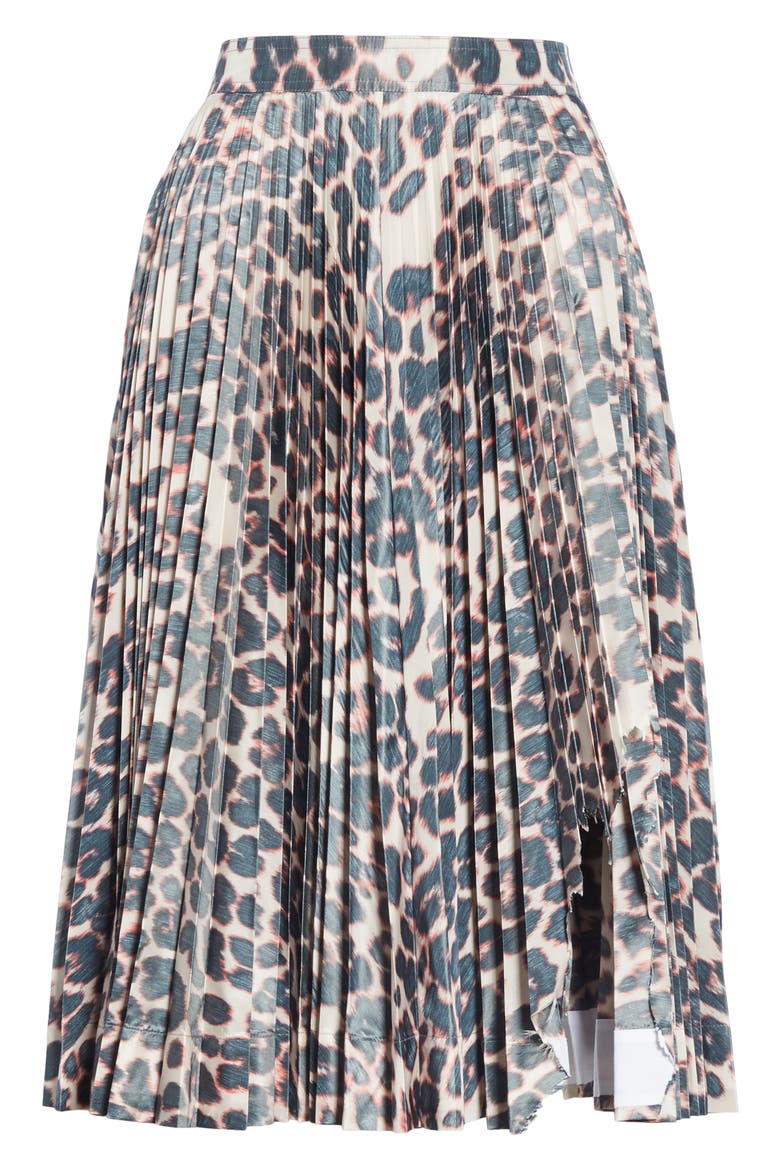Panther Print Pleated Taffeta Skirt, Alternate, color, ELECTRIC PANTHER