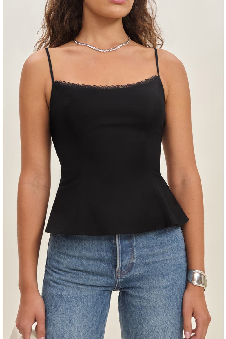 Genevieve Lace Trim Camisole, Main, color, BLACK