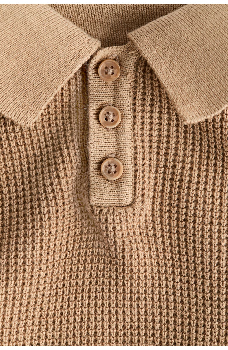 H&M Fine-knit Polo Shirt, Alternate, color, Dark Beige