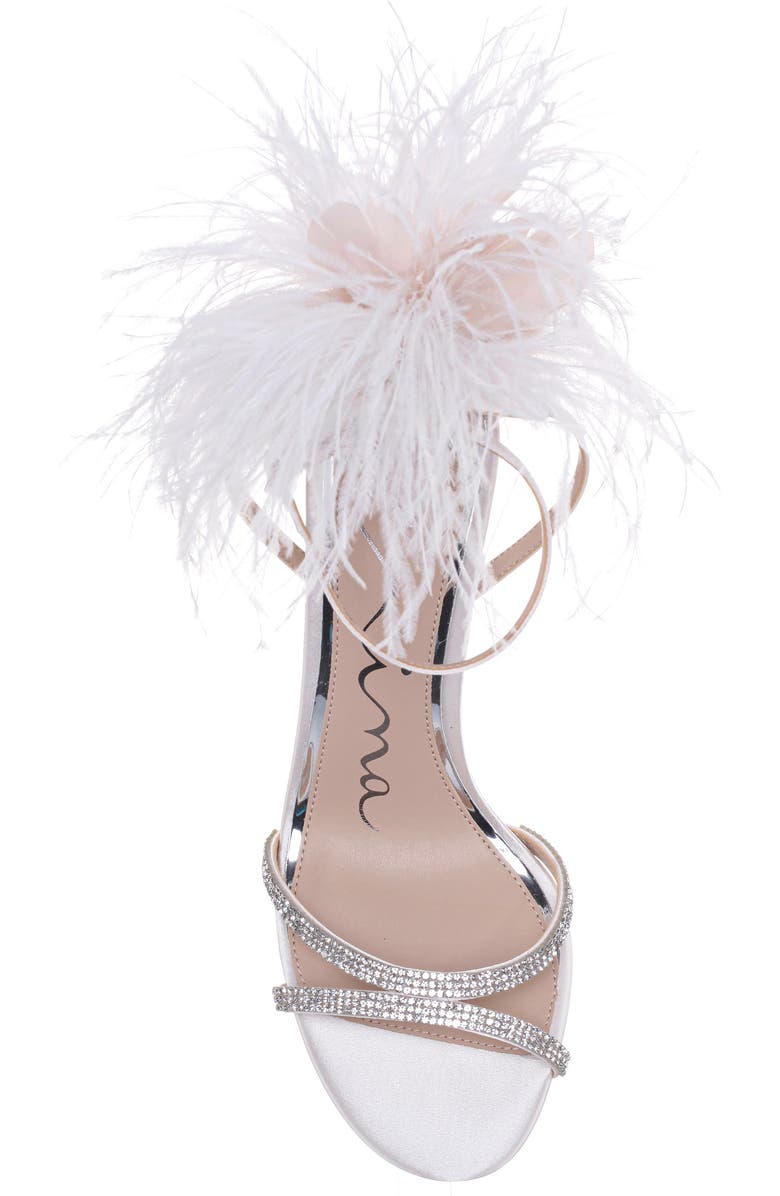 Nina Demi Faux Feather Ankle Strap Sandal, Alternate, color,