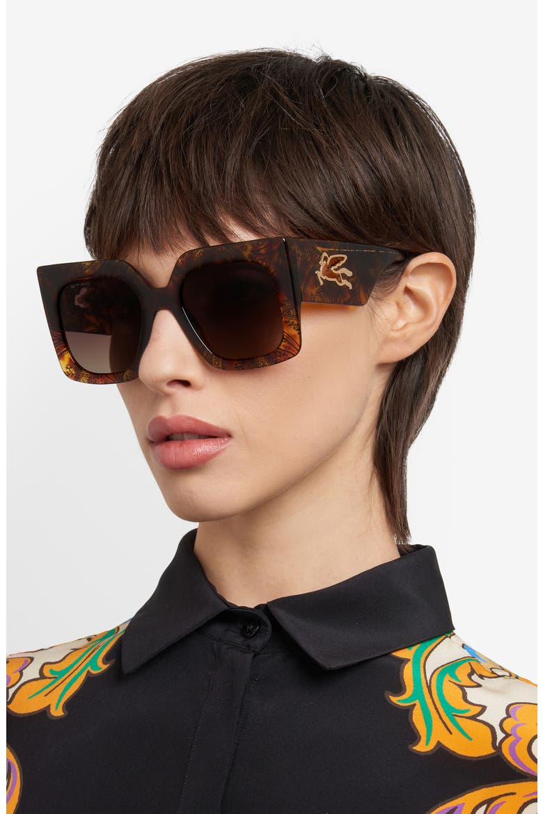 53mm Gradient Square Sunglasses, Alternate, color, HAVANA PATTERN/ BROWN SF